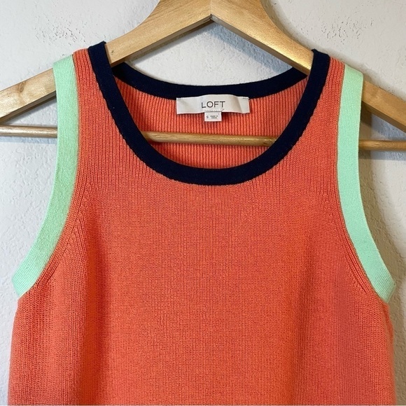 Loft Pink Orange Colorblock Sweater Tank Cotton Y2K Size Small - Picture 3 of 11